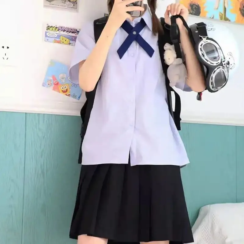 

Japanese Style Jk School Uniform Tops Summer Short Sleeve Solid Color Daughter of Satan Nanno Same Style College Shirts 2021