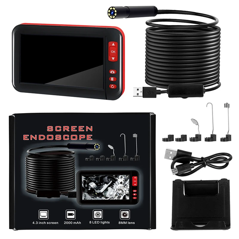 

Inspection Endoscope Camera HD1080P 8MM Lens 8 LEDs ip68 Waterproof Borescope 4.3 inch HD Screen Camera Car Monitor