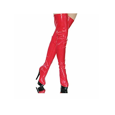 Red Black Platform TIMETANG/Большие размеры 35-44; пикантные женские длинные Стрейчевые Сапоги выше колена с острым носком на высоком каблуке; женская обувь на платформе; - Цвет: Red Black Platform