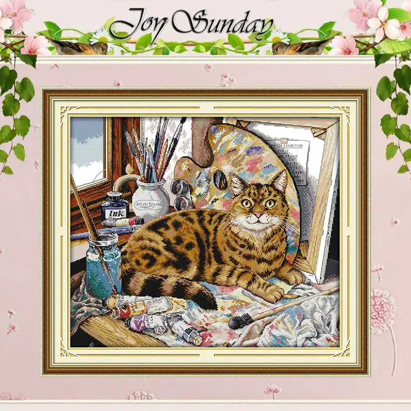 Sleeping curious cat Animals counted 11CT 14CT Cross Stitch Sets DIY Chinese Cross-stitch Kits Embroidery Needlework Home Decor | Дом и сад