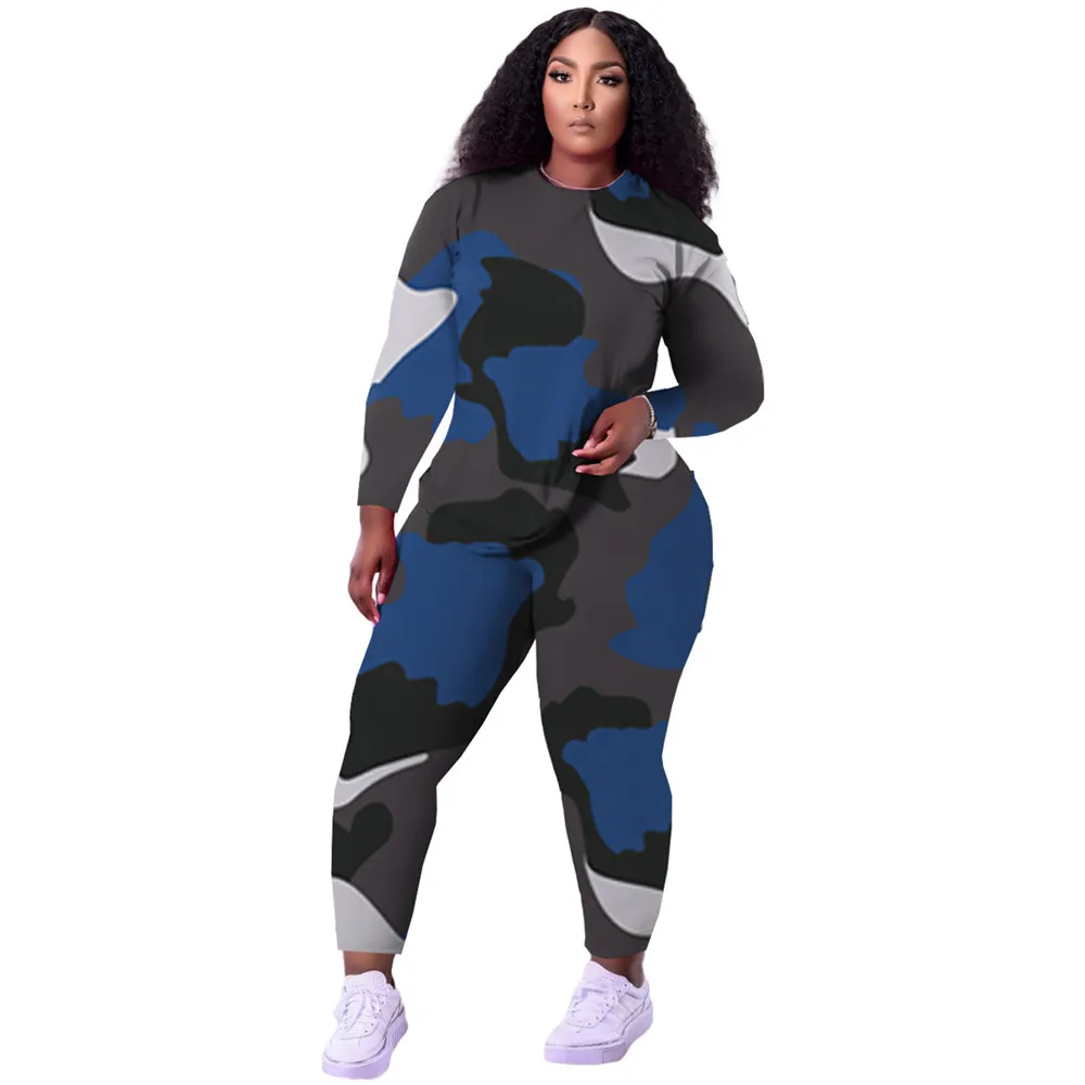 Женский костюм из двух предметов камуфляжный спортивный рубашка с длинным