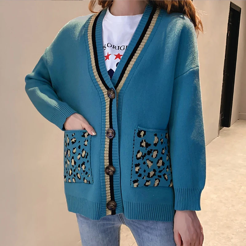 Вязаный женский кардиган свитер новинка 2019 модный на пуговицах Осень-зима