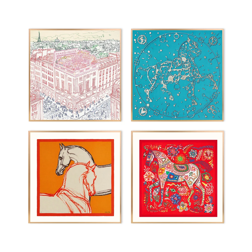 

Modern Fashion Silk Scarf Pattern Painting Canvas Print Nordic Posters Pictures Wall Art Home Decoration Living Room Hallway