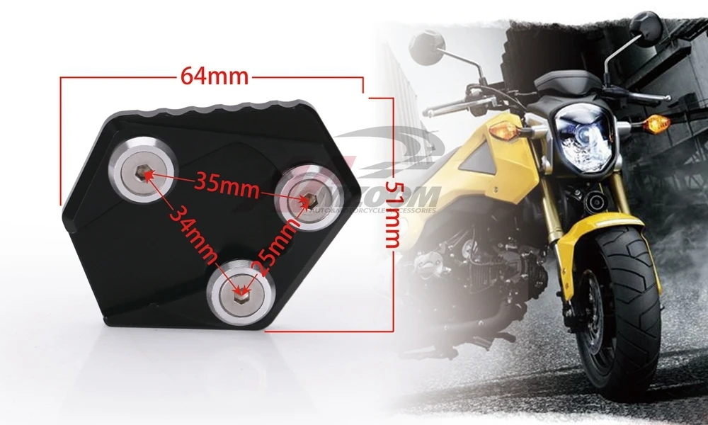 Мотоциклы подножка ноги боковая подставка расширение Pad опорная пластина для Honda MSX125 MSX-125 2013