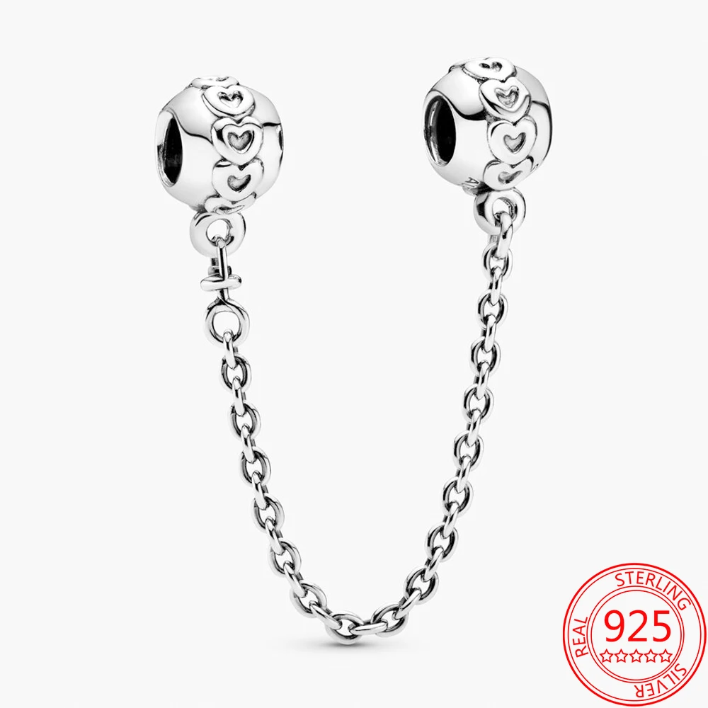 

Cadena de seguridad de corazn eterna de Plata de Ley 925, Original, hecha a mano, compatible con pulseras y collares Pandora, p