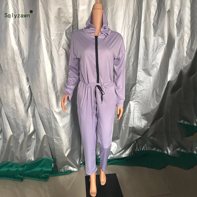 Цельный спортивный комбинезон с капюшоном на осень и зиму уличная одежда