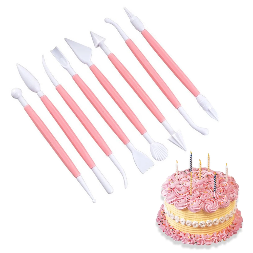 

8PCS Fondant Cake Decorating Pen Many Shape Mixed Modeling Plunger Cutters Fondant Cookie Sculpture Baking Tool DIY Pastry Mold
