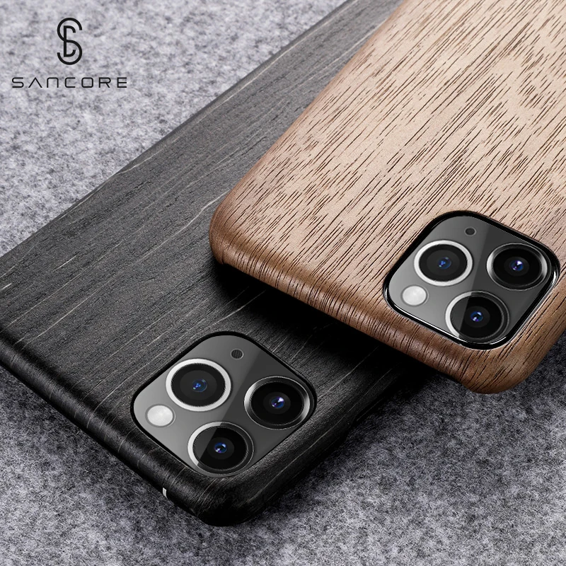 SanCore Original Real Wood Rosewood Cover Phone Shell for iPhone 11 Pro Max Natural Luxury Wooden Pattern Walnut Protective Case