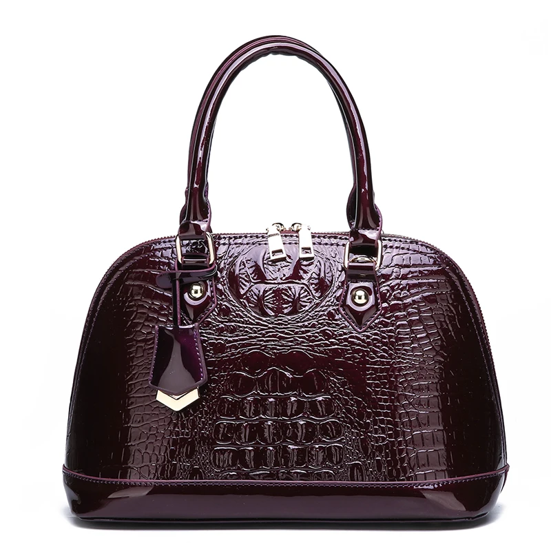 

Classical Wood Grain Embossed Faux Leather Zipper Shell Shoulder Handbag Ladies Street Fashion Tote Bag Femal Messenger Bags