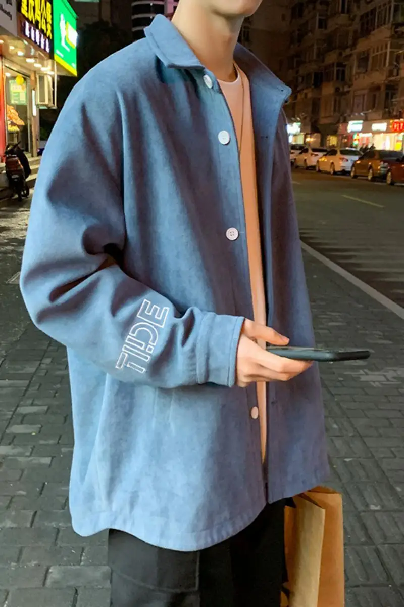 

2020 Spring And Autumn New Youth Popular Solid Color Long Sleeve Shirt Top Fashion Casual Loose Jacket Beige / Blue / Pink M-2XL