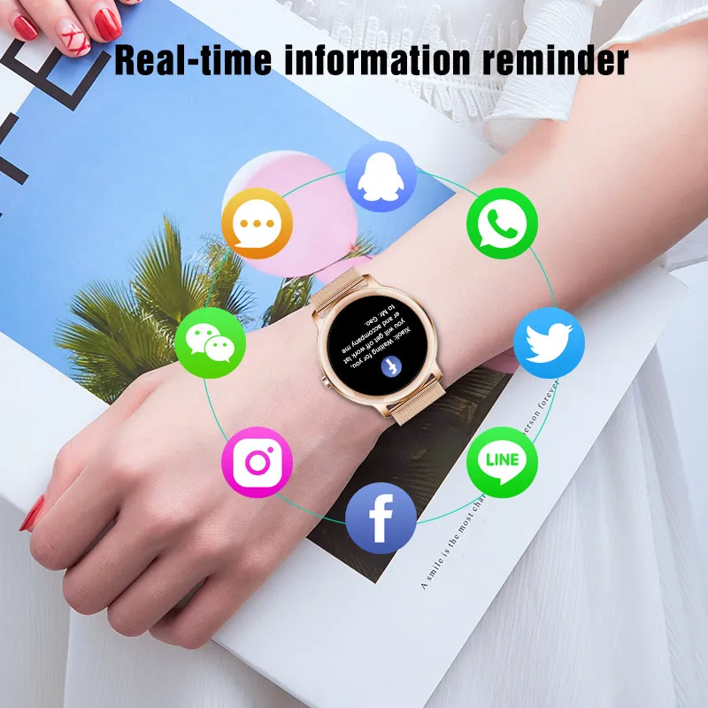 

GEJIAN Women Smart watch Ladies Fashion sports Heart rate Blood pressure Pedometer sleep Information reminder Waterproof watch