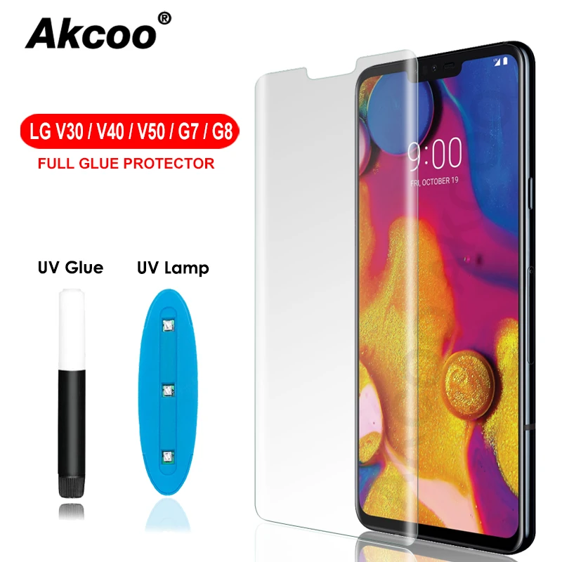 Akcoo 3D изогнутое закаленное стекло для LG V30 V40 G7 G8 V50 ThinQ Защитная пленка экрана UV