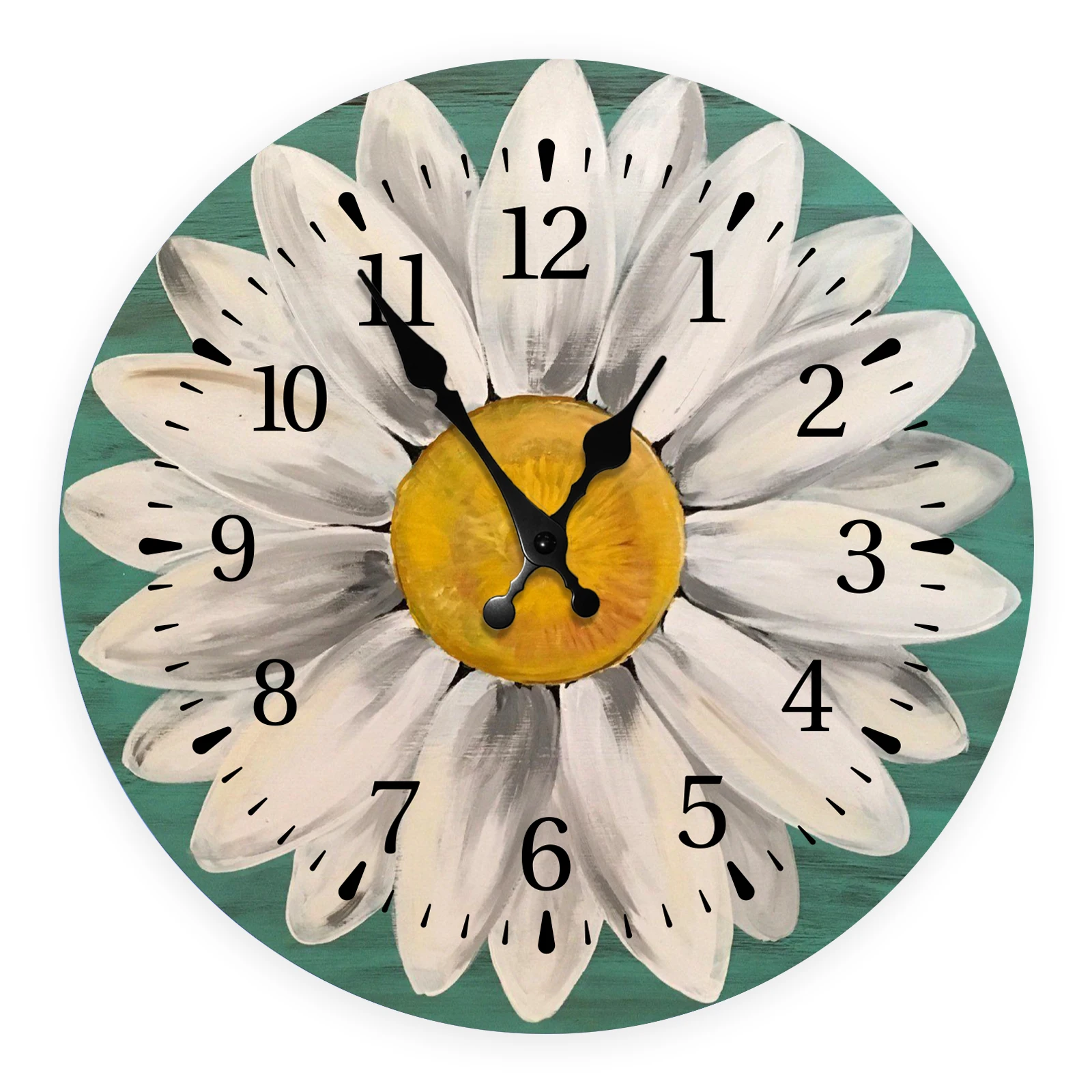 

Fashion White Daisies Design Wooden Wall Clock Home Decorative Wall Art Clock for Friend Gift Round Wall Clock Modern Wall Watch