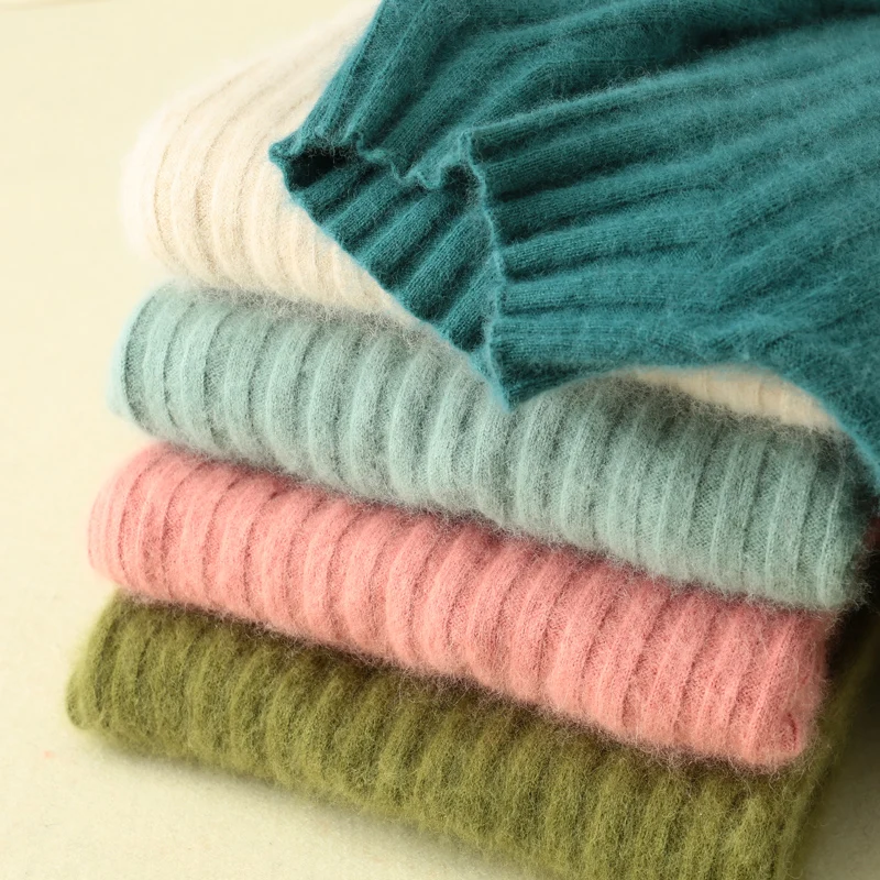 

Mid-Length Mink Sweater Female Half-high Collar Slim Bottoming Shirt Draw Pullover Mink Sweater Pure Color Sweater Long