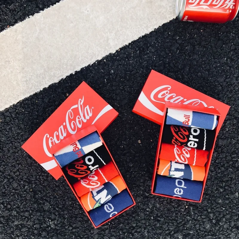 

5 Pairs Individuality Lovers Funny Socks Korean Kawaii Harajuku Socks Women Cotton Drinks Creativity Streetwear