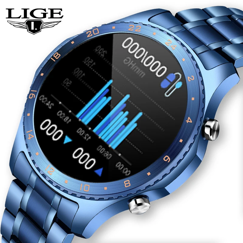 

LIGE Smart Watch Men Heart Rate Blood Pressure Sports Fitness Tracking Bluetooth Call Waterproof Smartwatch relogio inteligente