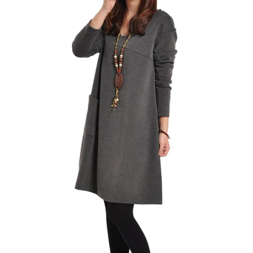 VESSOS Новое повседневное хлопковое и льняное платье с v образным вырезом для женщин