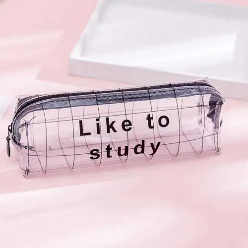 A-styl-like to study Прозрачный чехол для карандашей с изображением звездного неба и сердца, Kawaii, корейские канцелярские сумки, ПВХ сумка для карандашей, школьные принадлежности для карандашей, студенческий подарок - Цвет: A-styl-like to study