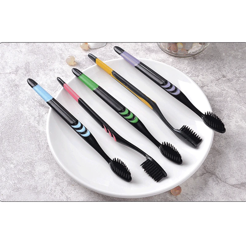 Набор зубных щеток из бамбукового угля для взрослых 10 шт. ультрамягкие нано