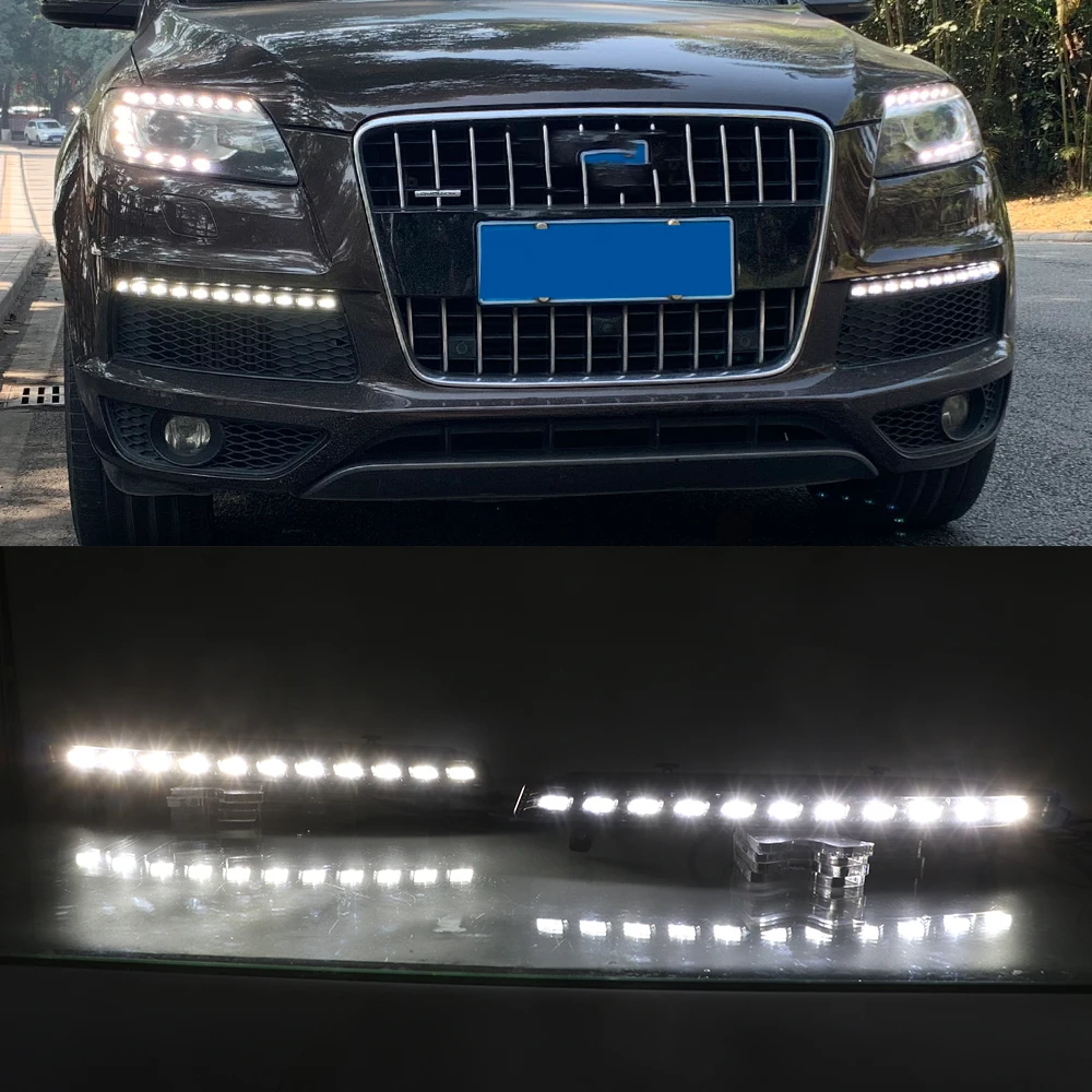 Автомобильные мигающие светодиодные дневные ходовые огни 2 шт. для Audi Q7 2010 2011 2012