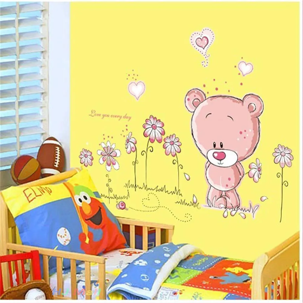 1 шт. мультяшная Наклейка на стену ПВХ черная наклейка s медведь художественный