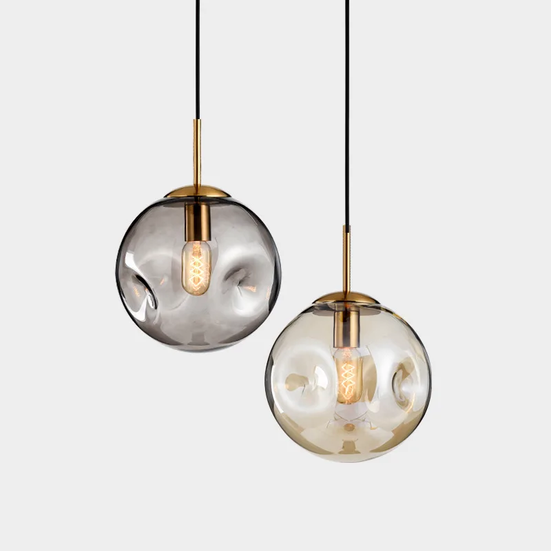 

Modern Loft Glass Ball Pendant Light LED E27 Nordic Hanging Lamp Living Room Restaurant Bedroom Lobby Kitchen Light Fixtures