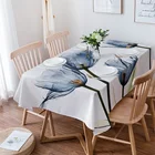 Синий тюльпан цветы текст Свадебная вечеринка скатерть для стола водонепроницаемый маслостойкий обеденный стол Обложка кухня дом