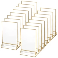 18 pcs gold sign holder 4x6 inch acrylic double sided desktop display stand wedding table digital stand table sign rack