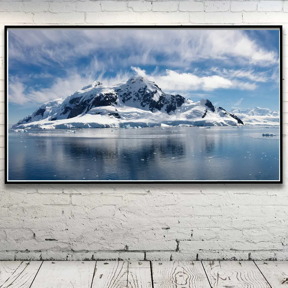 Река горы деревья облака пейзаж холст картина природные пейзажи художественные