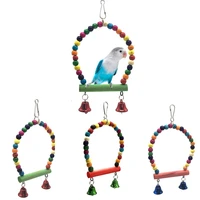 new parrots swing toy birds arch swing wooden decorative bird cage swing parrot cockatiels stand perch with bell bird supplies