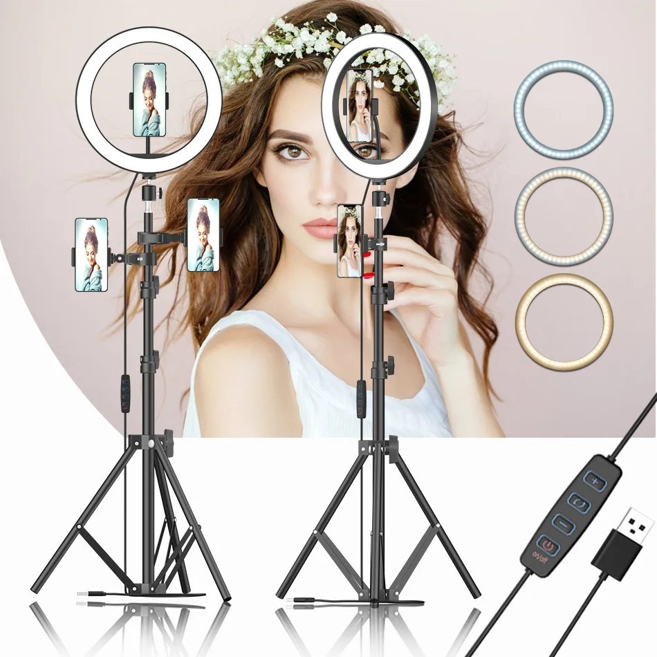 

New` Ring Fill Light 10inch Dimmable Camera Phone 26CM Ring Lamp Photo LED Selfie With Stand Tripod For Makeup Video Live Studio