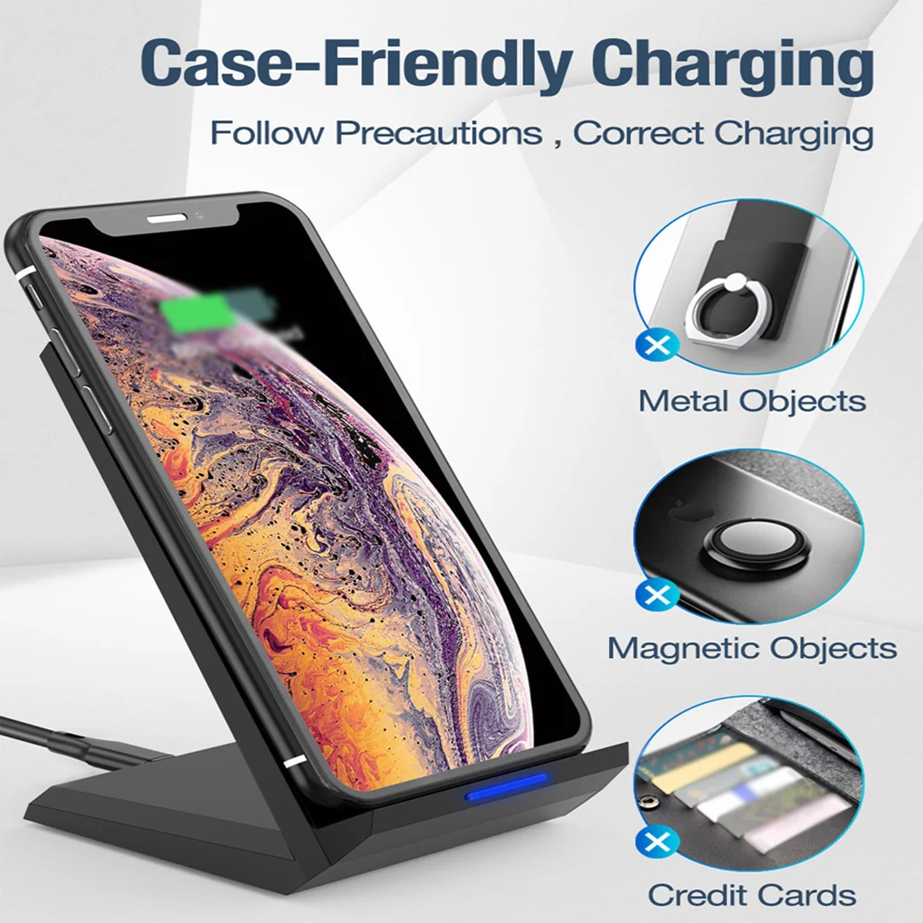 

15W Qi Wireless Charger Stand For iPhone X XS MAX XR 11 Pro 8 Samsungs S20 S10 S9 Fast Charging Dock Station Phone Charger
