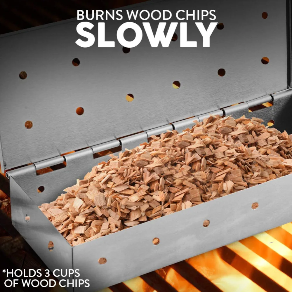 

Box for BBQ Grill Wood Chips Barbecue Charcoal Charcoal Gas Barbecue Grill Meat Infused Smoke Flavor Accessories Smoker Box Tool