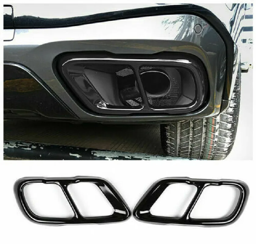 Глянцевая черная хромированная накладка на выхлопную трубу из нержавеющей стали