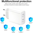 Двойное зарядное устройство PD 20 Вт QC 3,0, быстрая зарядка, Тип C, портативный адаптер для iPhone 12, 11 Pro, 8, Huawei, Xiaomi, Samsung