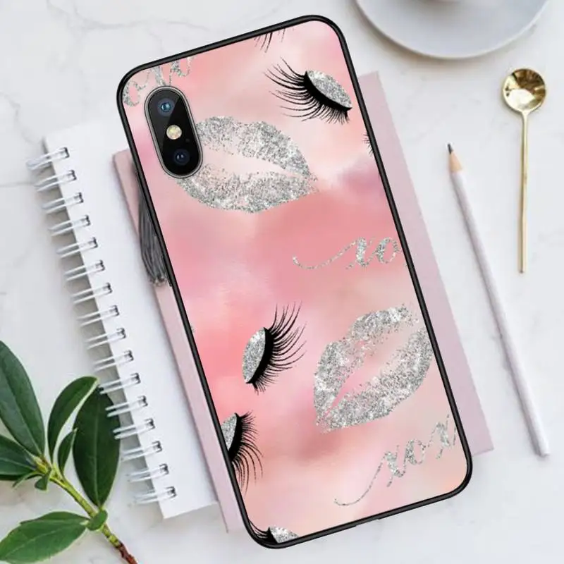 

eyelash Makeup Lip golden pattern Phone Cases for iPhone 11 12 pro XS MAX 8 7 6 6S Plus X 5S SE 2020 XR Luxury brand shell funda
