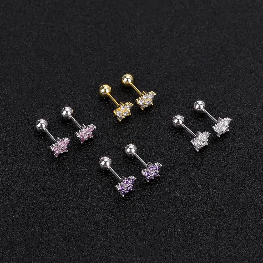 1 пара длина 6 мм кольца для губ серьги гвозди костяная штанга циркониевый цветок