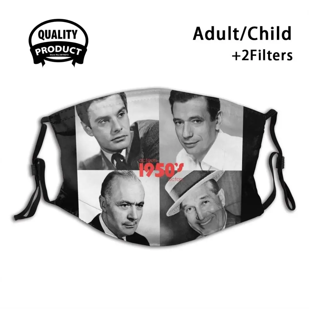 

Iconic 1950S Actors - The Great French In Hollywood - Black And White Reusable Mouth Mask Filter For Men Women Kids Actors 1950