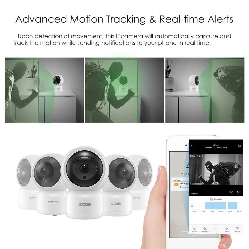 ZOSI HD 1080P WIFI IP Camera 2MP Baby Monitor Auto Tracking Home Security WI-FI Cam PTZ Two Way Audio Surveillance CCTV | Безопасность и