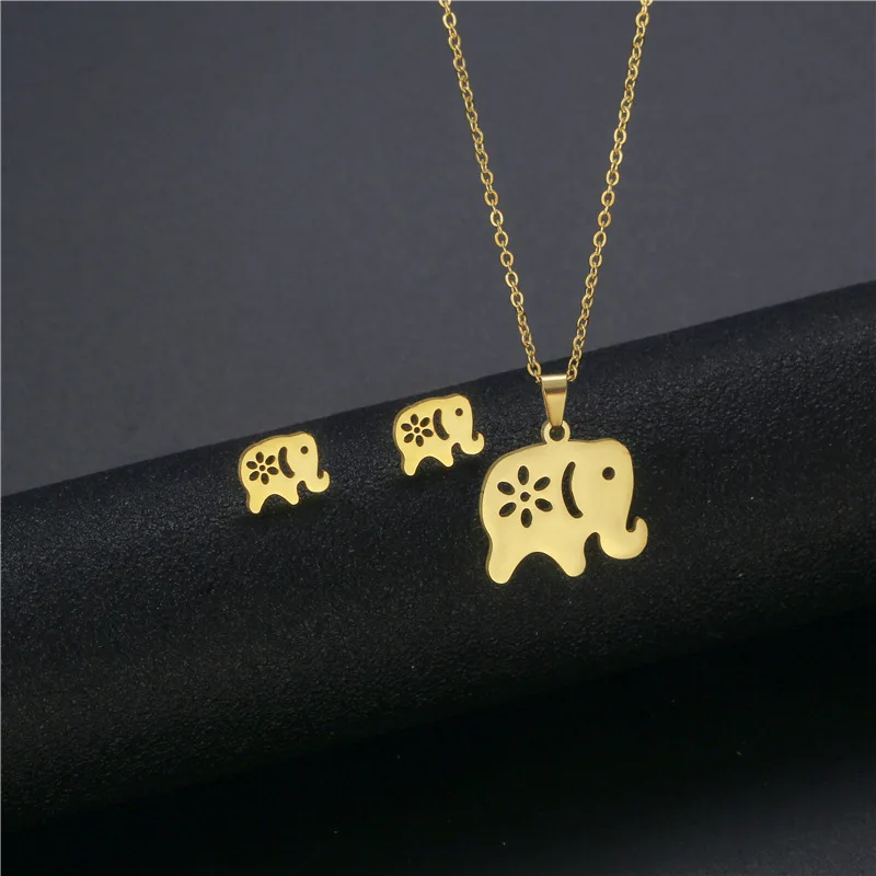 Шарма нержавеющей стали слон ключица цепочка ожерелье Модные золотые Цвет полый