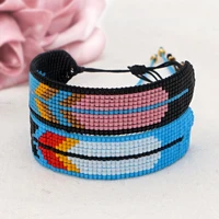 retro south american ethnic style geometric color leaf beaded handmade miyuki rice bead couple bracelet charms for bracelet