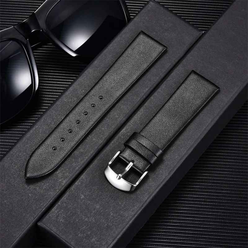 

2022 Soft Thin Genuine Leather Watch Straps 14mm 16mm 18mm 20mm 22mm Watches Accessories Band Women Men Calfskin Watchbands