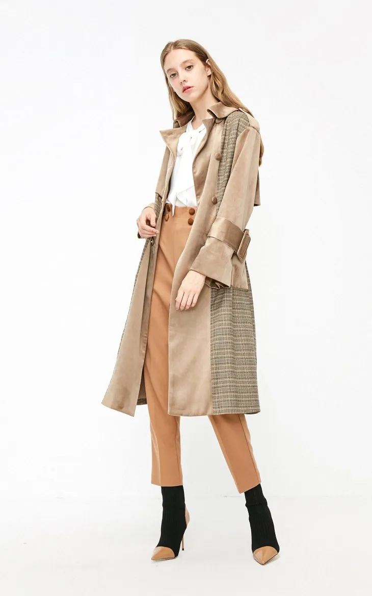 Vero Moda бархатный двубортный плащ в клетку кофта куртка женская| 318409507