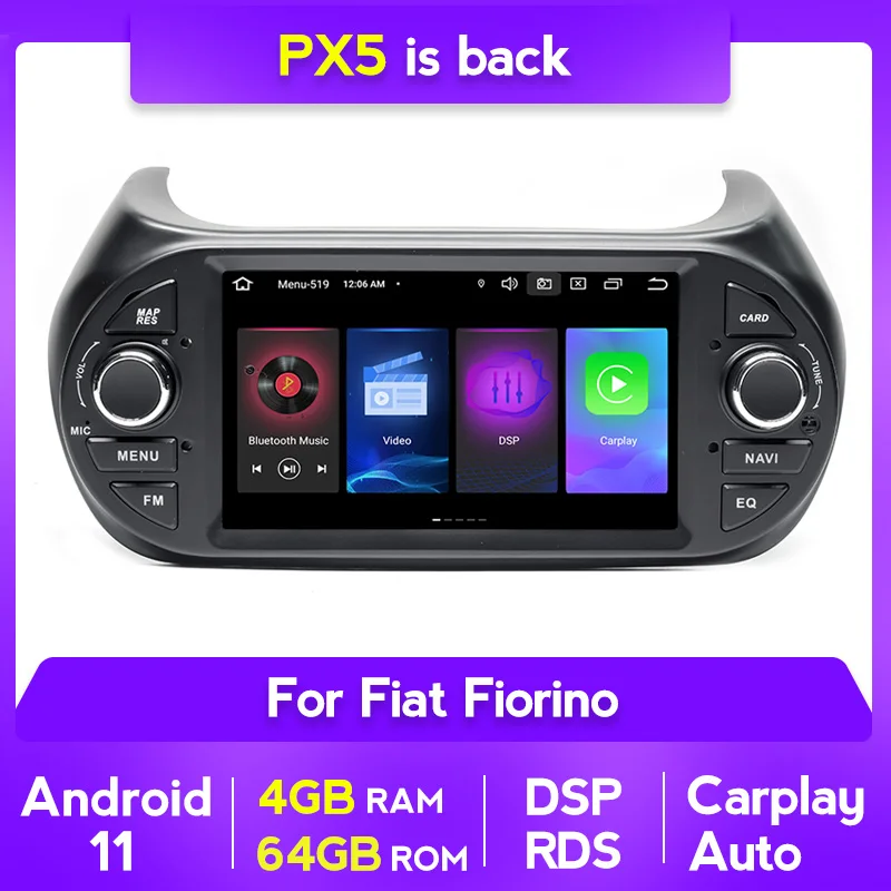 7 &quotIPS RDS DSP 4 Гб + 64 2 DIN Android 11 передний бампер автомобиля GPS навигатор для FIAT Qubo Citroen с