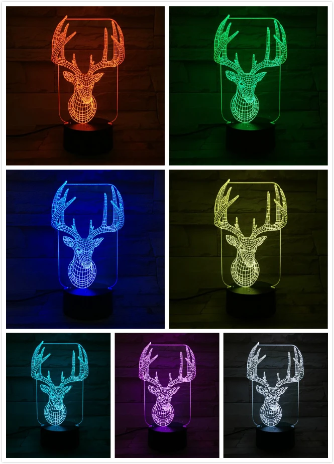 Рождественский олень Ночной светильник светодиодный сенсорный датчик RGB олень декоративная 3D лампа Детский комплект подарок Sika олень настольная лампа спальня Лось