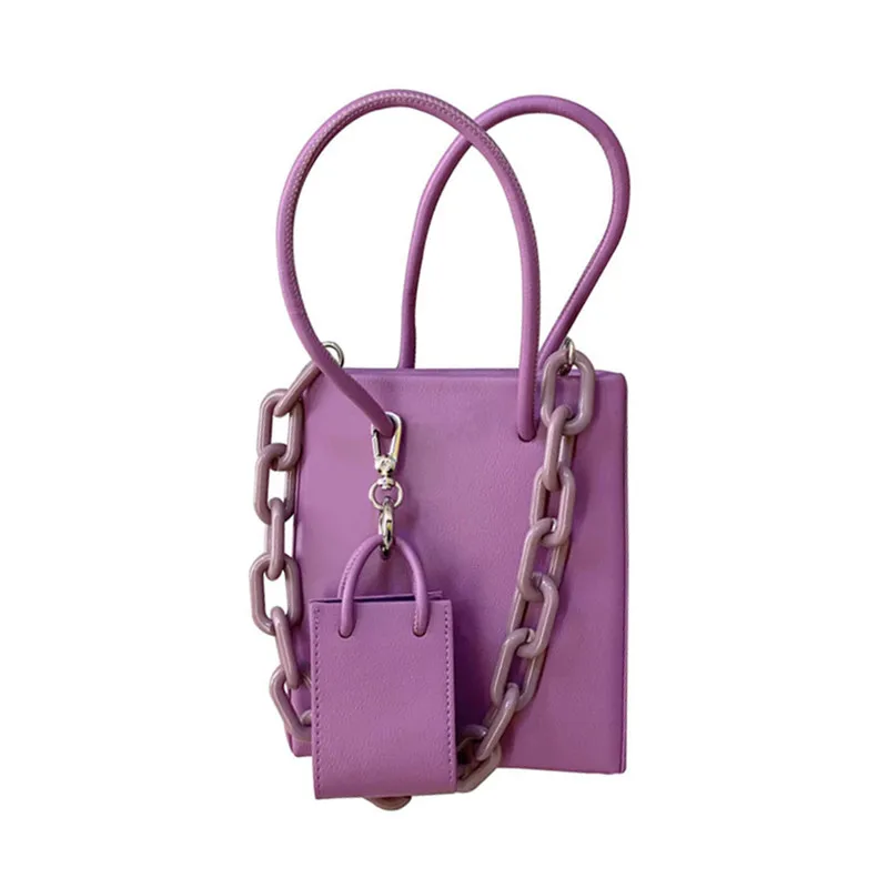 

Fashion Niche Design New Acrylic Chain Composite Bag Women's Simple Square Single Shoulder Shopping Pack D603