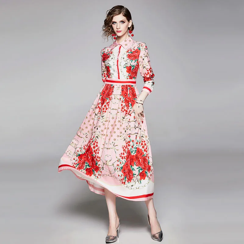 HAMALIEL высокое качество взлетно-посадочной полосы осенние женские макси платье