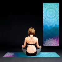 fitness yoga mat microfiber print pattern foldable portable pilates yoga towel soft anti slip indoor outdoor sports mat gym mat