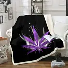Флисовое одеяло с листьями для дивана, кровати, кушетки, листья марихуаны, плюшевое одеяло, шикарное одеяло с дымчатыми листьями, фиолетовое одеяло из шерпы