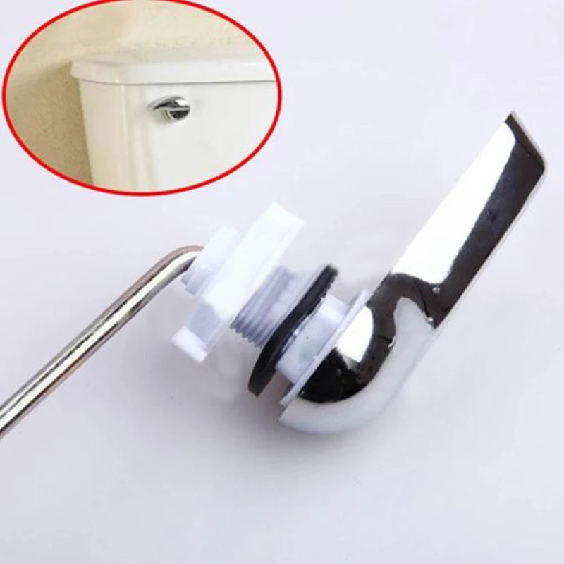 

New Universal Pumping Toilet Switch Tank Flush Lever Chrome Finish Handle Toilet Flushing Accessories Fits Most
